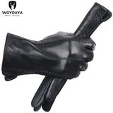 Touch Screen leather gloves,high-end leather gloves women,Genuine Leather winter gloves,Keep warm women's leather gloves-2226