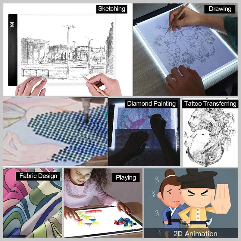 New A3/A4/A5 Three Level Dimmable Led Light Pad Drawing Board Pad Tracing Light Box Eye Protection Easier for Diamond Painting