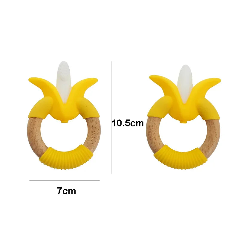 Chenkai 5PCS BPA Free Banana Shaped Silicone Teethers Baby Fruit Toothbrush Teething DIY Charm Necklace Jewelry Clip Food Grade