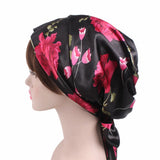 New Women Silk Satin Night Sleeping Cap Head Wrap Bowknot Turban Pre Tied Fitted Bandana Chemo Cap Nightcap Hair Loss Patients