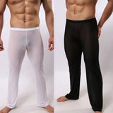 Hirigin Men's Sexy Soft Mesh Sheer See-through Stretch Pants Trousers Sleepwear Hot Transparent Men Pants Homewear