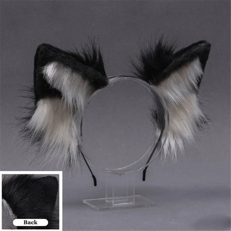 Plush Dog Cat Ears Cosplay Lolita Headband Dog Cat Tail Lolita Accessories Hand-made Animal Ears Headwear Kawaii Accessories