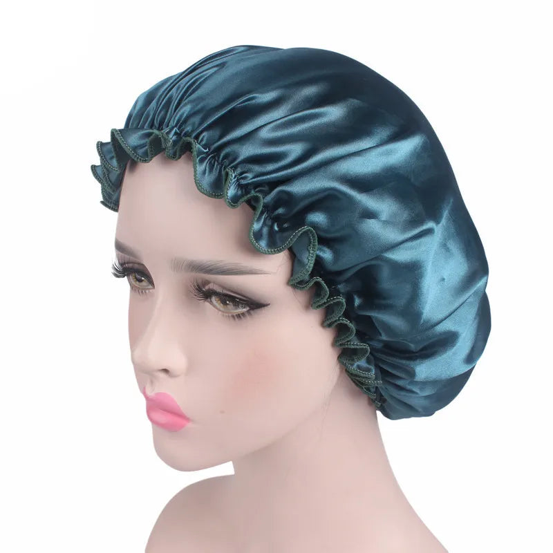 New Women Satin Night Sleep Cap Hair Bonnet Hat Silky Head Cover Elastic Band Nightcap Bath Spa bonnet de nuit dropshipping