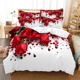 Red Rose Bedding Set Quilt Duvet Cover Comforter Pillow Case 3D HD Double Full King Queen Twin Single 3PCS 2PCS Bedroom Flower