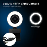 Webcam 1080P mini camera Fill Light Webcam with Microphone 360 degree web Camera for Pc Video Live Calling usb camera  Webcamera