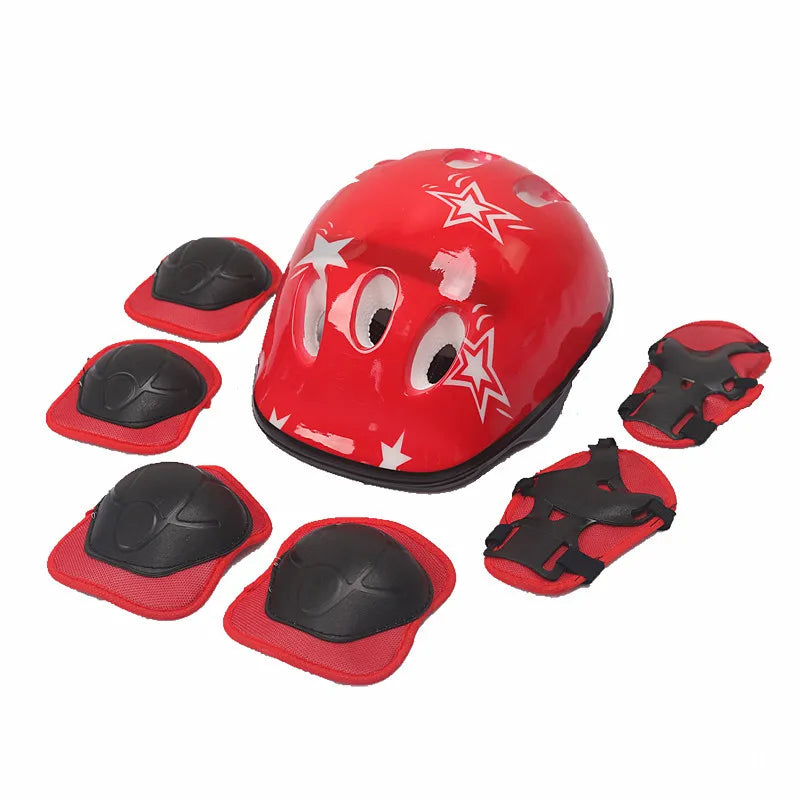 7Pcs/set Kids Boy Girl Safety Helmet Knee Elbow Pad Sets Children Cycling Skate Bicycle Helmet Protection Safety Guard