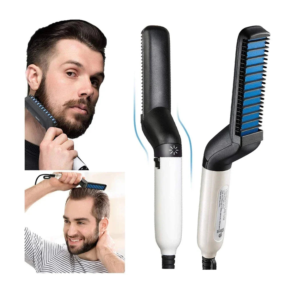 Electric Hair Comb Brush Beard Straightener Multifunctional Quick Men's Hair Straightening Iron Heated Hair Comb Show Cap Styler