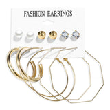 LATS Women's Earrings Set Tassel Pearl Earrings for Women Bohemian Fashion Jewelry 2020 Geometric Kolczyki Hoop Earings