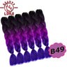 Synthetic Ombre Hair Jumbo Crochet Braiding Hair For Women Blonde Golden Green Brown Colorful Hair 6packs 24Inch 100G Wholesale