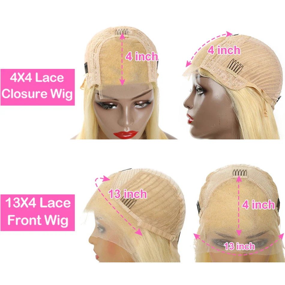 4x4 Lace Closure 613 Wig Straight Blonde Lace Front Wig Human Hair For Women Brazilian 13x4 Transparent Lace Frontal Blonde Wigs