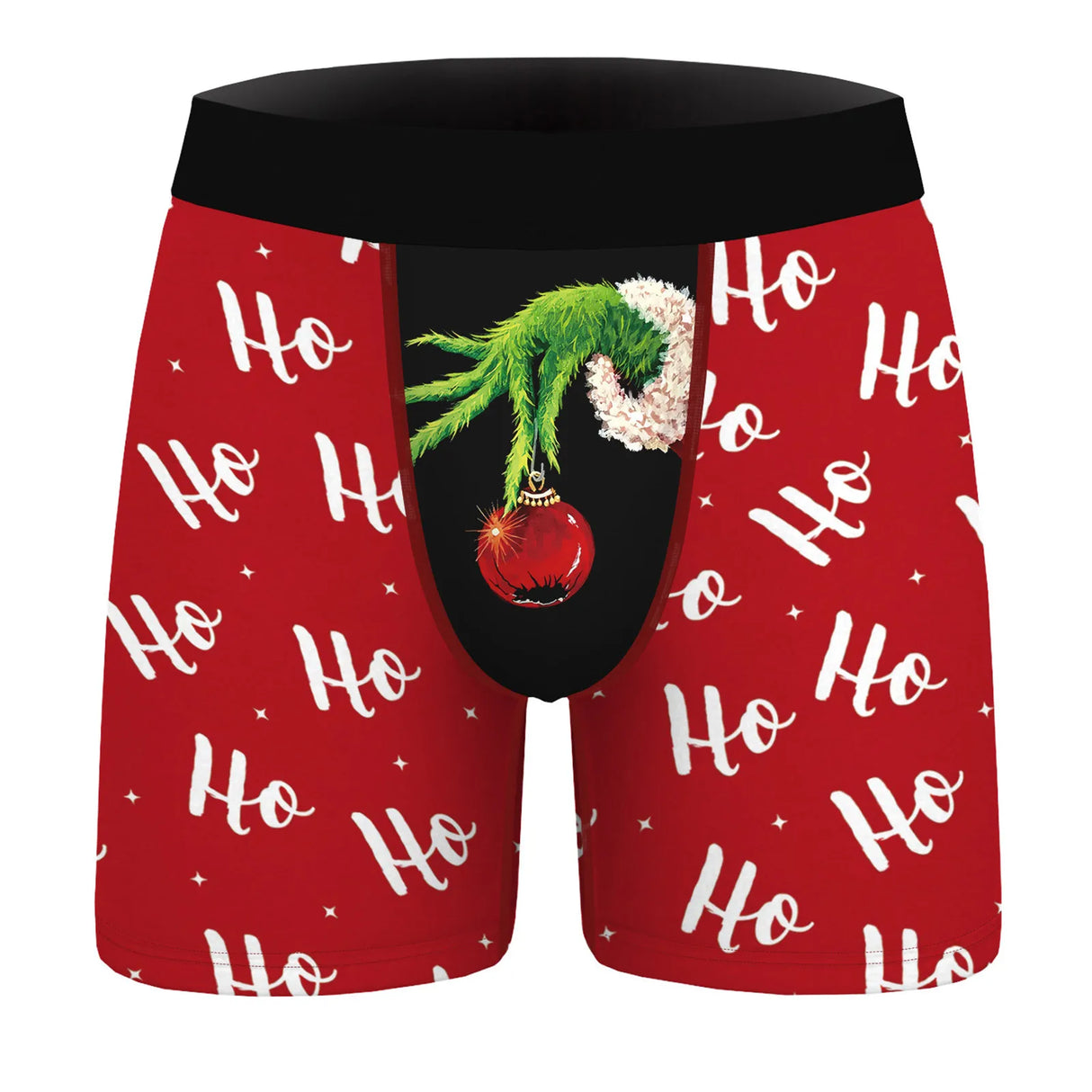 Mens Christmas Printed Shorts Underwear Mid Waist Elastic Waistband Boxer Briefs Shorts Breathable Underpants