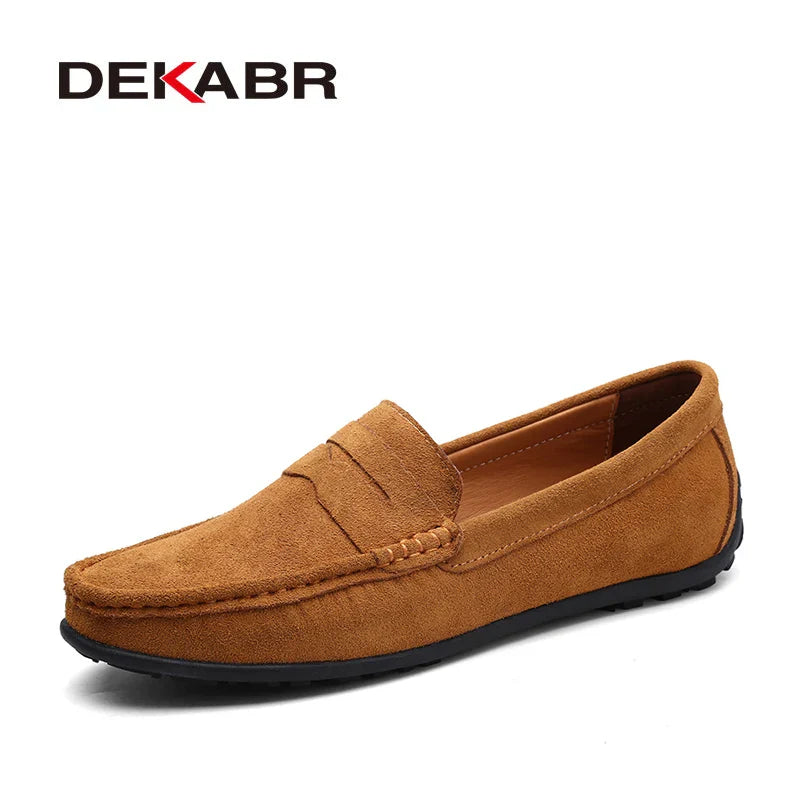 DEKABR Big Size 38~49 Men Loafers Real Leather Shoes Fashion Men Boat Shoes Brand Men Casual Leather Shoes Male Flat Shoes