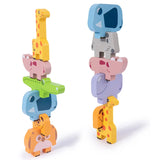 Wooden Animal Stacking Blocks Toy Shape Matching Puzzles Game  Balance Fine Motor Training Montessori Educational Toddler Toys