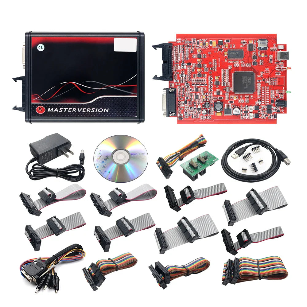 Online 2.80 EU Red Kess V5.017 OBD2 Manager Remap Kit KTAG V7.020 4 LED BDM Frame 22pcs Adapters K-TAG 2.25 ECU Flash Tool