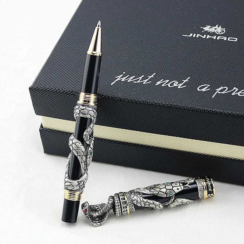 High Quality Jinhao Metal Snake Pen Luxury Calligraphy Ink pen Cobra 3D Pattern Gift 0.7 Nib Office Supplies Roller Ball Pens