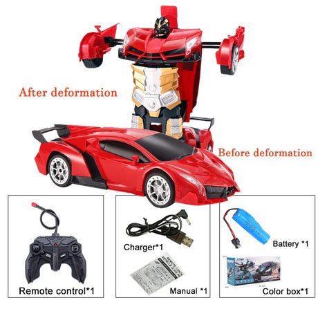 2IN1 Electric RC Car Transformation Robots One-key Deformation Car Outdoor Remote Control Sports Car Model  Children Boys Toys