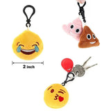 Random 30PCS/pack Funny expression Keychain Creative Cartoon Plush Smiley Keyring Christmas Pendant Mobile Phone Hanging Rope