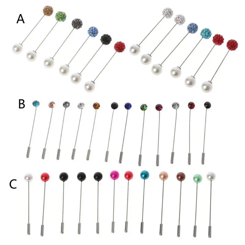 12Pcs/Set Women Brooch Pins Crystal Hijab Scarf Pearl Safety Pin Sweater Shawl Clips