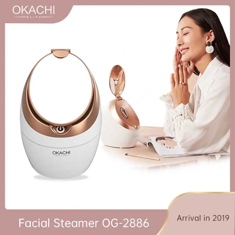 Home Facial Steamer For Face Beauty Salon Personal Sauna SPA Nano Ionic Face Mist Sprayer Barrel Skin Pores Cleaner OKACHI GLIYA