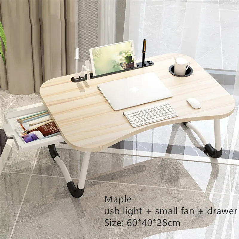 Home Folding Laptop Desk for Bed & Sofa Laptop Bed Tray Table Desk Portable Lap Desk for Study and Reading Bed Top Tray Table