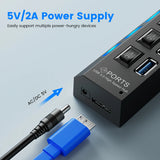 USB Hub 3.0 USB 3 0 Hub Multi USB Splitter 3 Hab Use Power Adapter Multiple Expander 2.0 Hub With Switch For Laptop Accessoriess