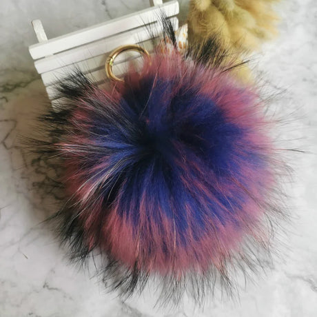 Big Size 15cm Real Fox Fur Ball Keychain Natural Raccon Fur Tassels Leather Strap Key Chain Ring Pendant For Women Charm f278