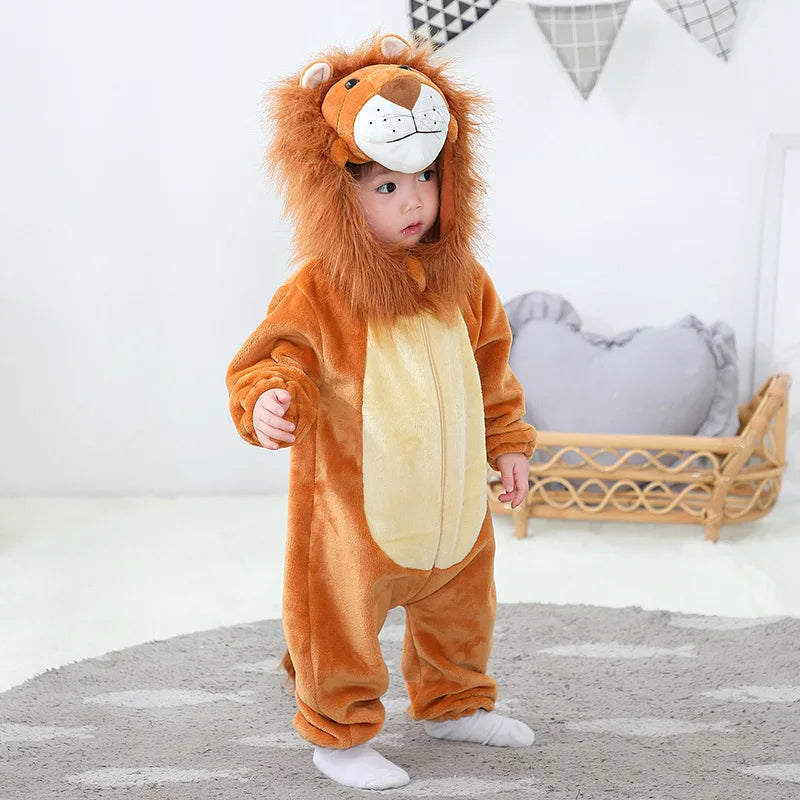 Umorden Animal King Lion Kigurumi Costume Baby Boys Infant Toddler Winter Pajamas Jumpsuit Onesies Flannel Birthday Fancy Dress