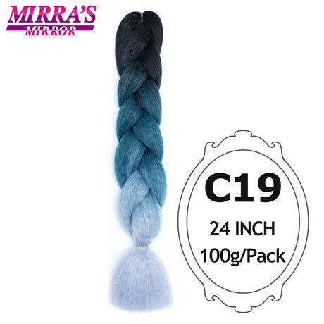 Jumbo Braiding Hair Extensions 24inch Ombre Hair For Braids 5Pcs Box Braid Yaki Texture Synthetic Fiber Fake Hair Mirra’s Mirror