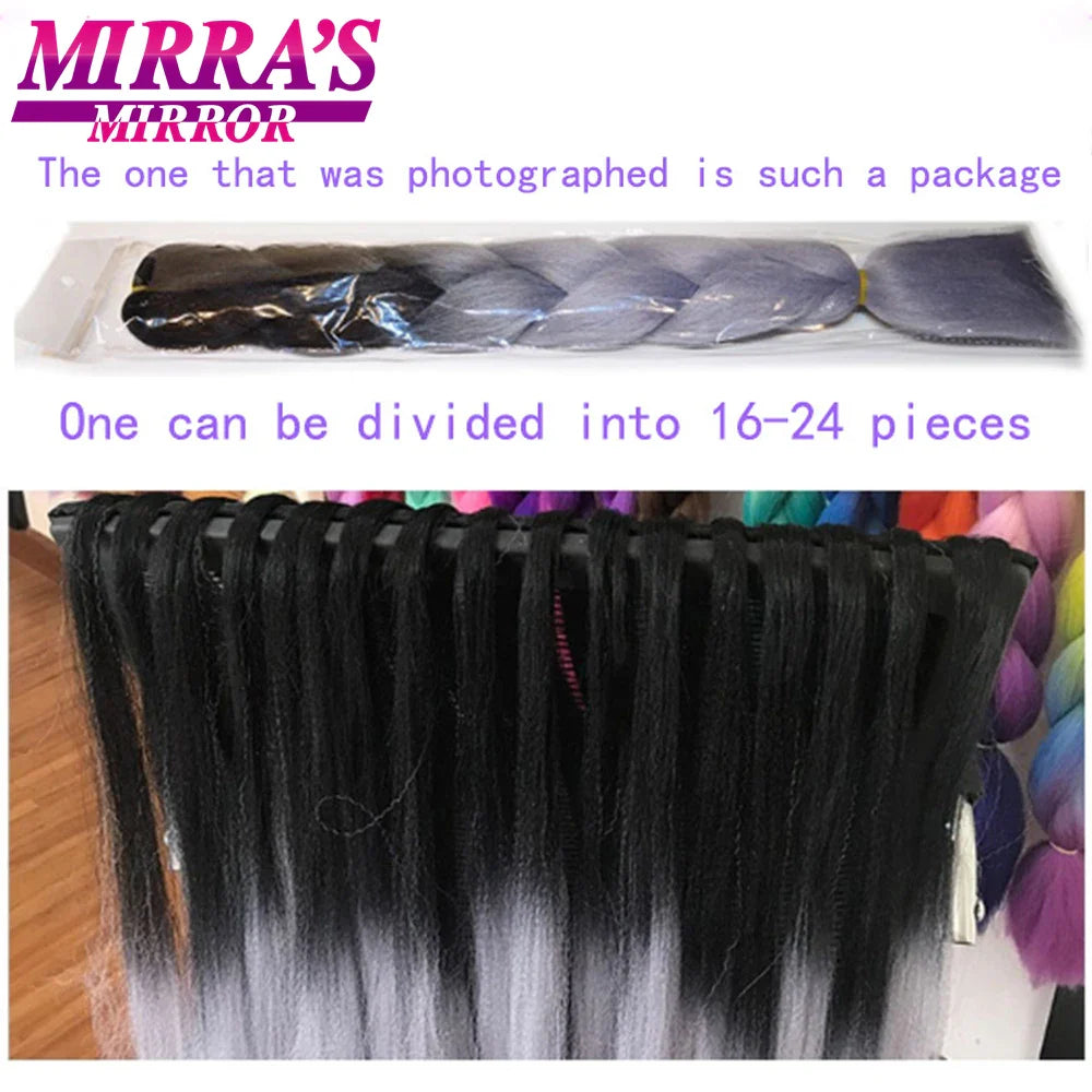 6 Bundle Braiding Hair 24 Inch Synthetic Jumbo Box Braids Afro Hair Extensions for Braids Pure/Ombre Color Silver Grey Fake Hair