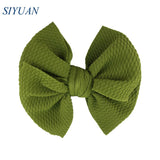 20pcs/lot High Quality 4.5'' Solid Seersucker Waffle Bow Knot with Clip Girl Party Headdress Accessories HDJ157