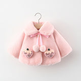 Winter Newborn Girls Clothes Korean Cartoon Cute Doll Collar Warm Thick Fleece Fake Fur Baby Tops Toddler Coat Kids Jacket BC021