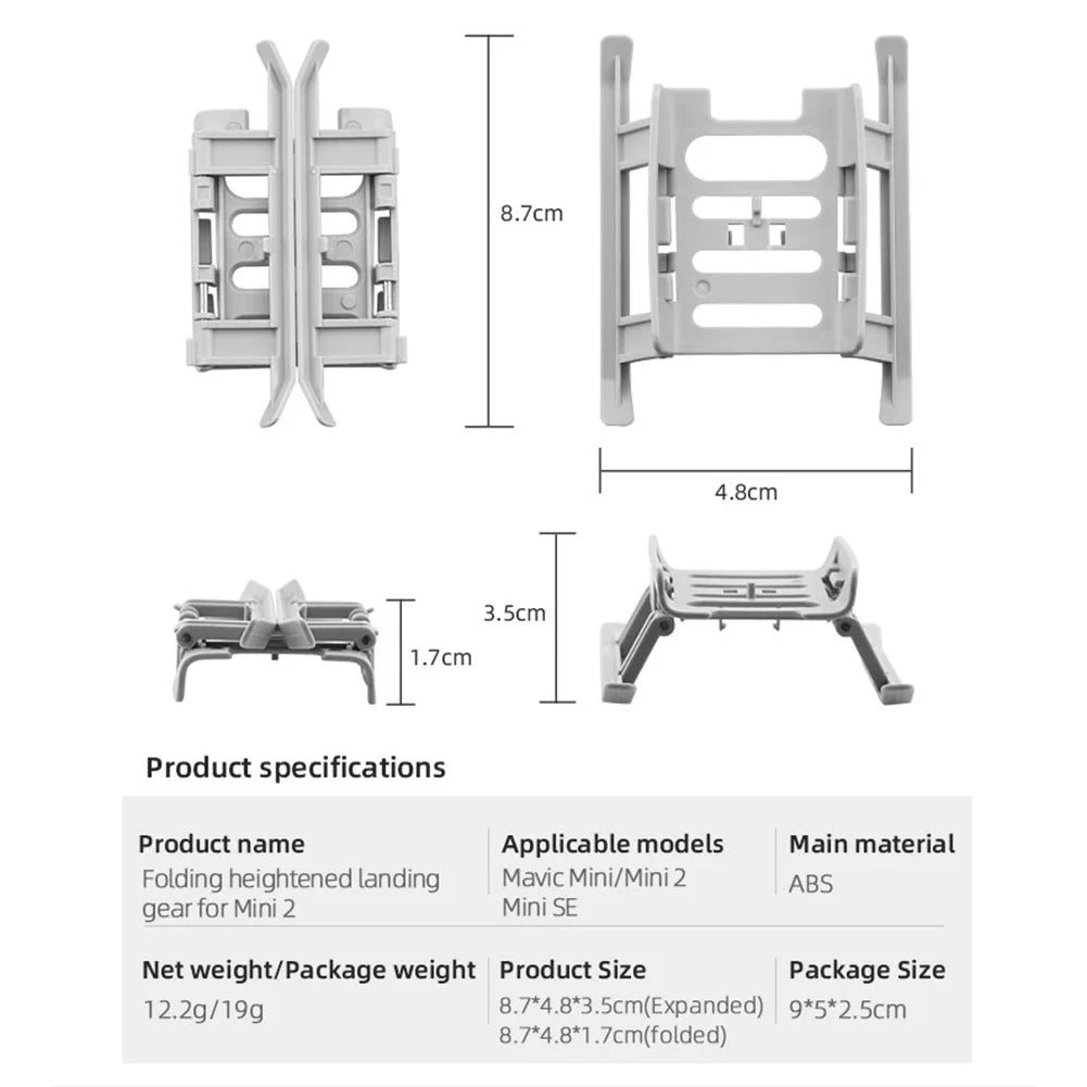 Foldable Landing Gear ABS Extended Height Leg Support Anti-scratch Bracket Tripod Stand for DJI Mini SE/Mini 2/Mavic Mini