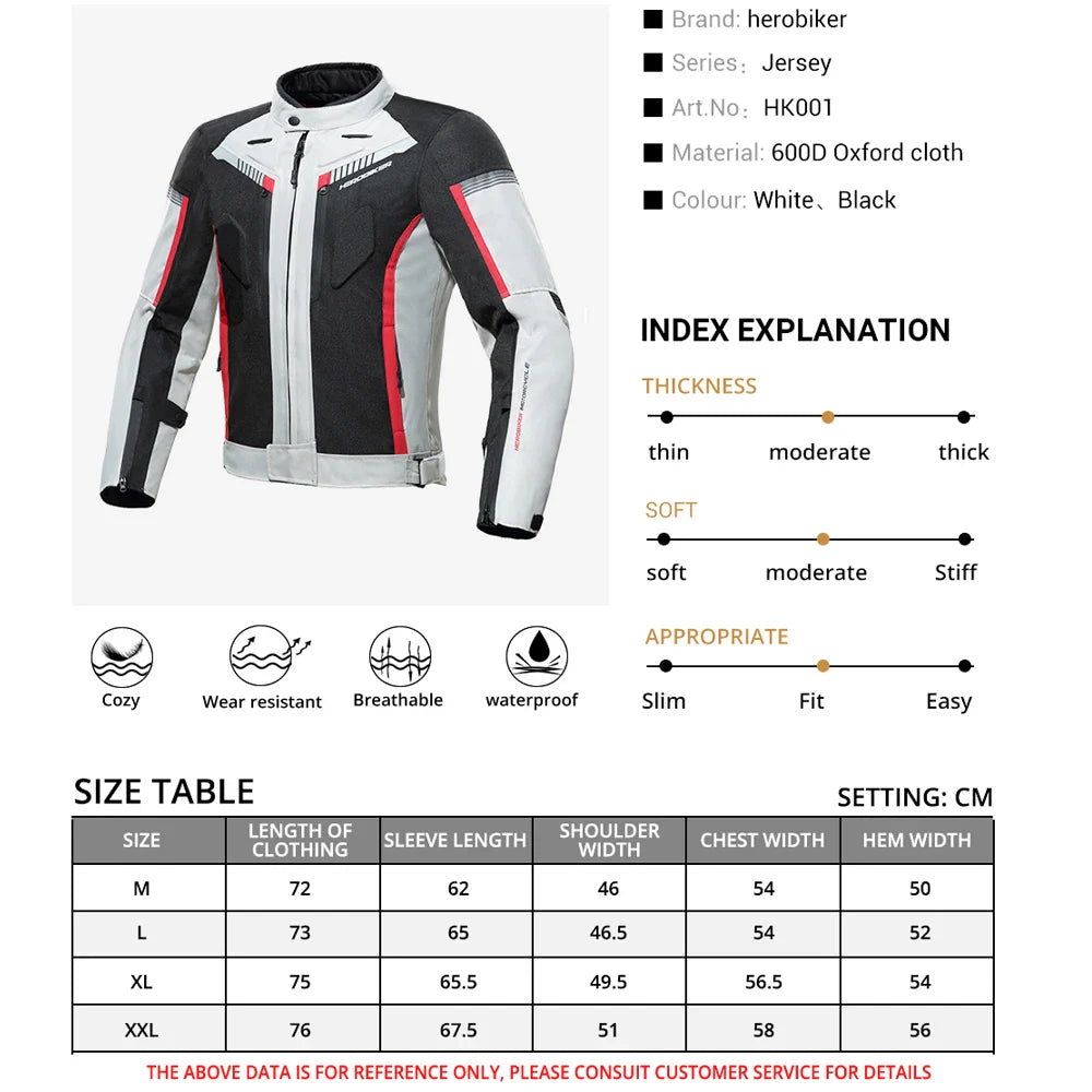 HEROBIKER Waterproof Motorcycle Jacket Man Racing jacket Wearable Motorcycle Pants Moto Jacket  With EVA Protection