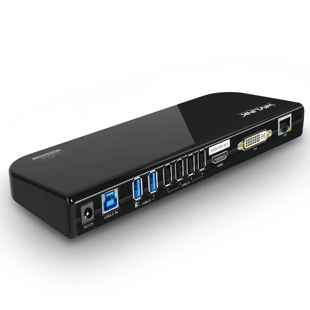 Wavlink Displaylink USB 3.0 Docking Station Dual 2K Video Display Monitor RJ45 Gigabit Ethernet 2048×1152 DVI/HDMI/VGA M1 M2