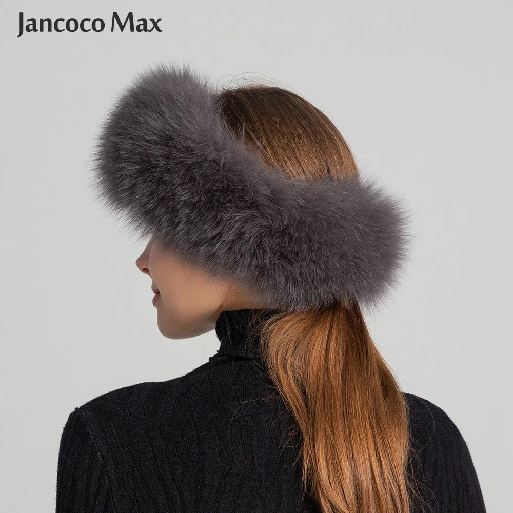 Winter Fashion Elastic Headband Fox Fur Headwear Racccoon Fur Women's Fluffy Real Fur Band S8300