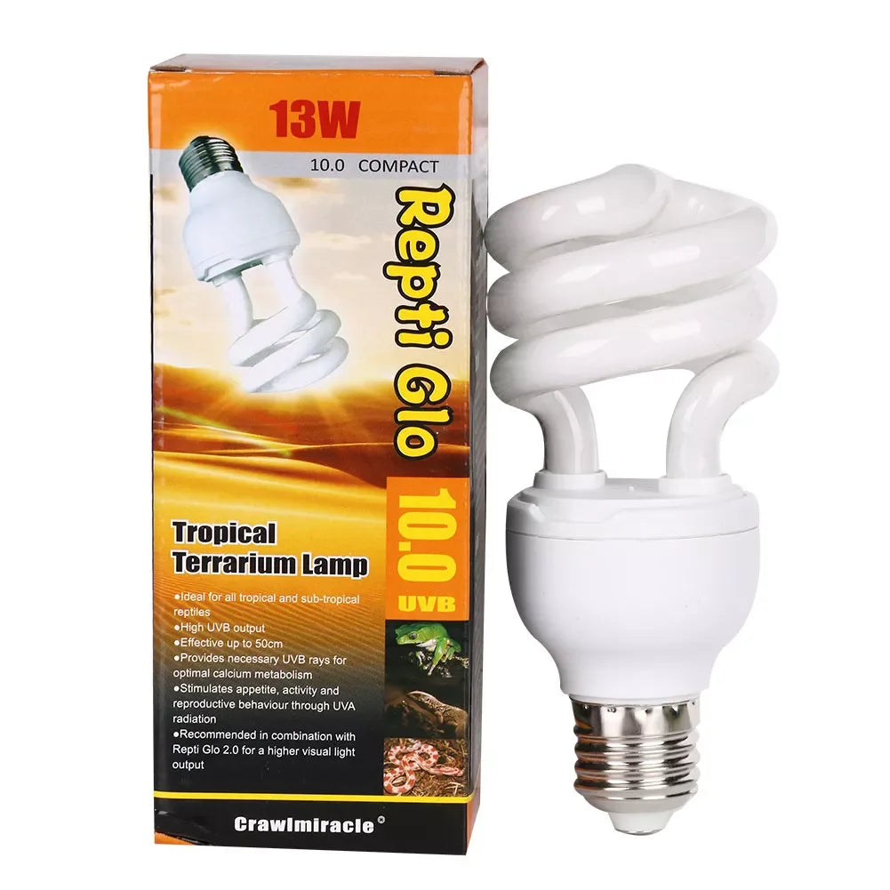 UV Glow Lamp Reptile Light Bulb Energy Saving Lamp Spiral Tube Bulb Home White Light Fluorescent Bulb 5.0 10.0 UVB 13W