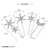 Star Moon Hairpins Clips Wedding Hair Accessories For Women Party Shining Rhinestone Hairgrips Girls Bridal Hair Clips Jewelry