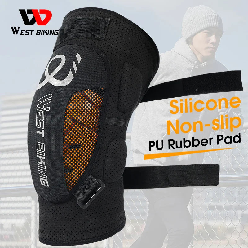 WEST BIKING Knee Pads Cycling Protector With PU Rubber Pad Physical Filling Running Basketball Sports Safety Knee Tendon Support