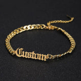 MYDIY Stainless Steel Custom Thick Chain Bangle Personalized Name Bracelet Old English Bracelet Men’s Gift  Brother Gift