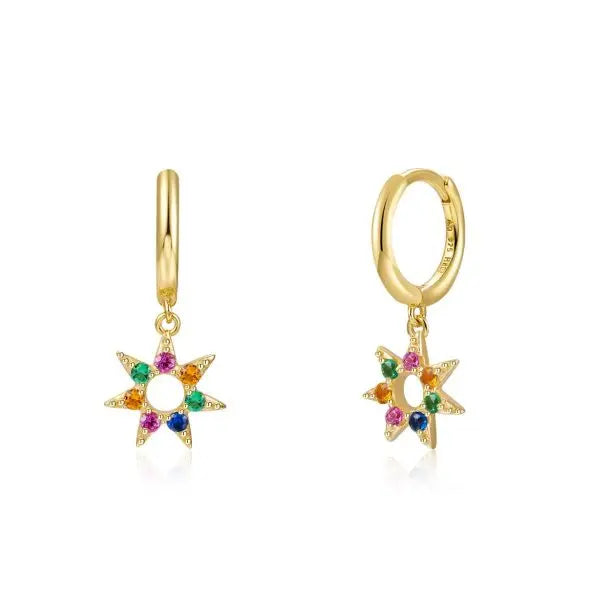 ROXI Ins Lock Star Cross Geometry Hoop Earrings for Women 925 Sterling Silver Crystal Earing Metal Huggie Earrings Jewelry Aros