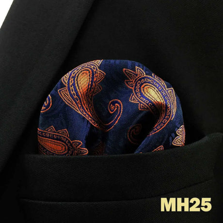 Blue Floral Paisley Mens Pocket Square Classic Silk Purple Hanky Business Fashion Handkerchief Wedding