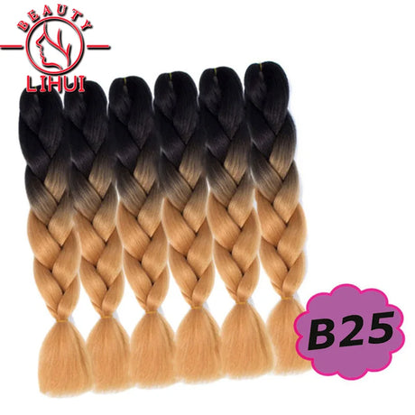 Synthetic Ombre Hair Jumbo Crochet Braiding Hair For Women Blonde Golden Green Brown Colorful Hair 6packs 24Inch 100G Wholesale