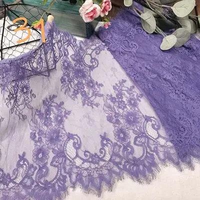 3m/lot Width 40cm Eyelash Lace Trim Purple  Green Pink For Clothing Accessory Dress Sewing Applique Costume Lace Fabric