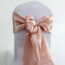 25pcs Rose Gold Satin Chair Bow Sashes Wedding Chair Ribbon Butterfly Ties For Party Event Hotel Banquet Decoration