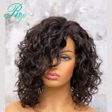 4X4 Closure Lace Wig Pixie Short Curly Bob Cut Blunt Lace Closure Human Hair Wigs For Black Women Remy Preplucked Brazilian Riya