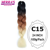 Jumbo Braiding Hair Extensions 24inch Ombre Hair For Braids 5Pcs Box Braid Yaki Texture Synthetic Fiber Fake Hair Mirra’s Mirror