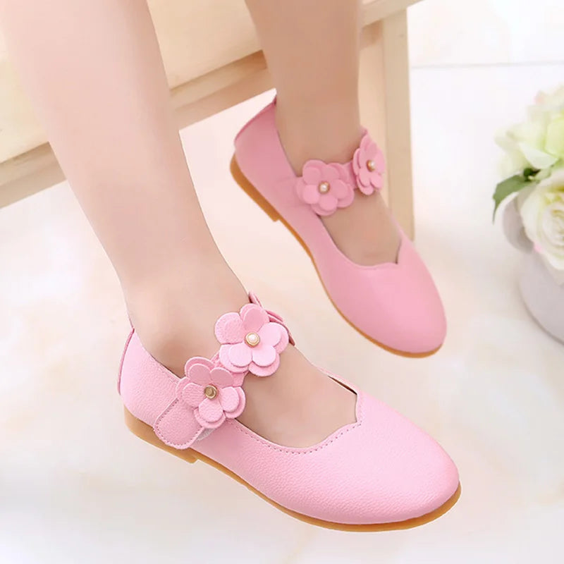 1-11 year Leather Girls Shoes Flowers Party Shoes For Baby Princess Shoes for Kids Children Flats Dress Shoe White Sandal Lady s