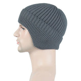 Winter Ears Protected Hats for Men Thicker Beanies Knitted Cap Autumn Cycling Beanie Women Fleece-lined Warmer Bonnet Solid Cap