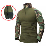 Men Combat Work Clothes Long Sleeve Tactical Elbow Pads Uniform Cotton Military CP Camouflage Shirt Man T Shirts