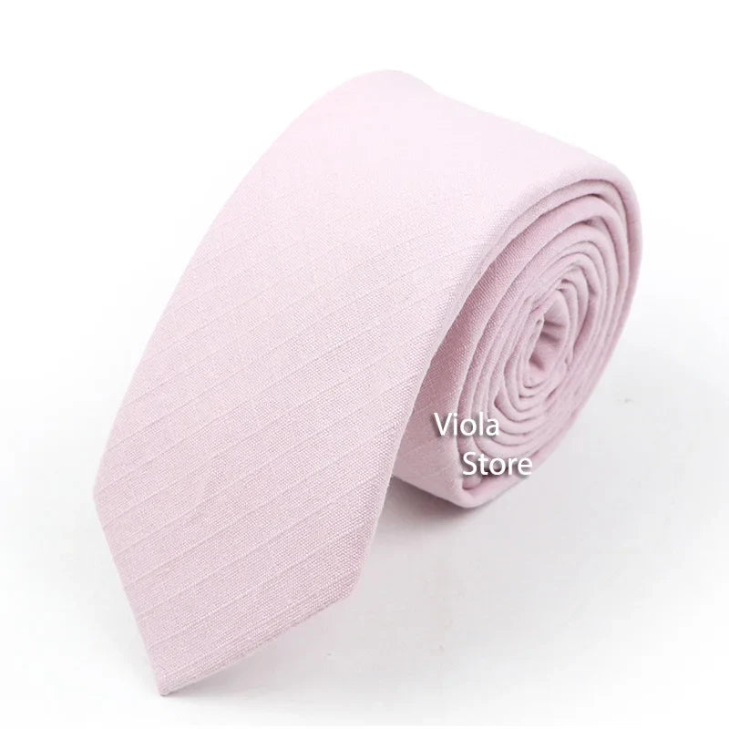 Nice Color Sage Green Pink Peach Solid Cotton Necktie 6cm Skinny Wedding Party Suit Tuxedo Men Tie Gift Bowtie Cravat Accessory